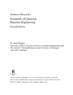 Solutions Manual for Essentials of Chemical Reaction Engineering Second Edition by H. Scott Fogler pdf free download