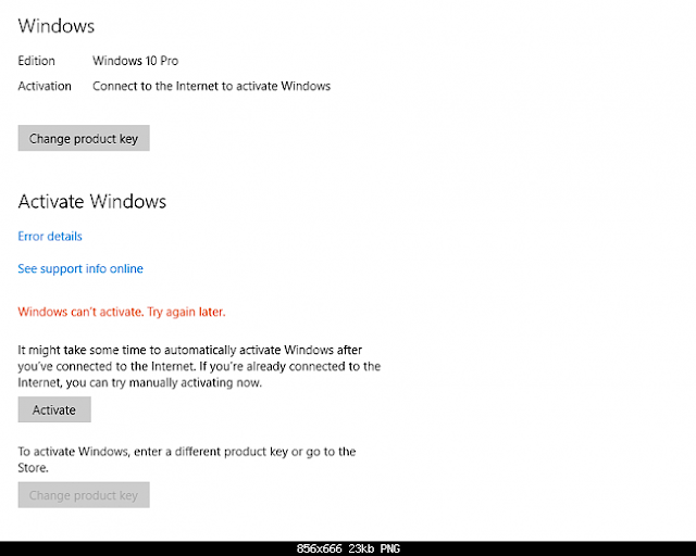 windows 10 activation problems