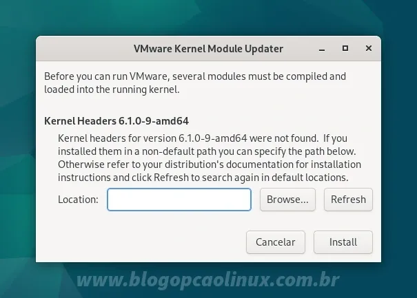 Erro 'Kernel headers for version were not found'
