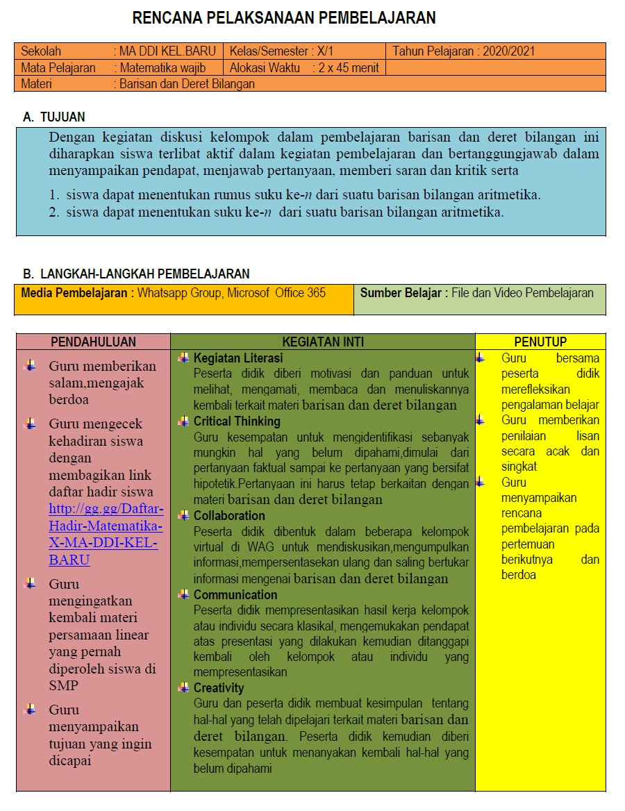 Contoh Rpp Sma Ma Kelas 10 Masa Pandemi Covid 19 Moda Daring Luring Dan Kombinasi Datadikdasmen Com