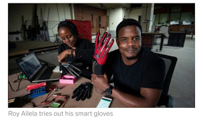 25-year-old Kenyan invents smart gloves that convert sign language movements into audio speech