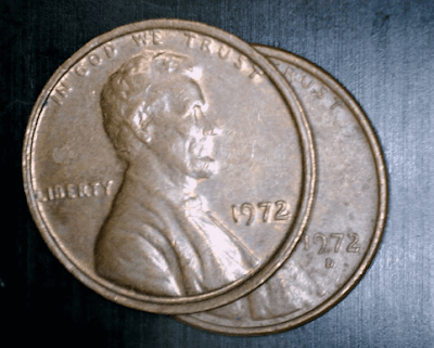 1972 penny double rim error value