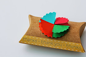 SRM Stickers Blog - Kraft Pillow Boxes by Yvonne - #kraft #pillow box #punched pieces #thank you #stickers