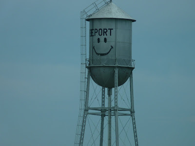smiley face on water tower