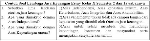 37 Contoh Soal Lembaga Jasa Keuangan Essay Kelas 10 Semester 2 dan Jawabannya