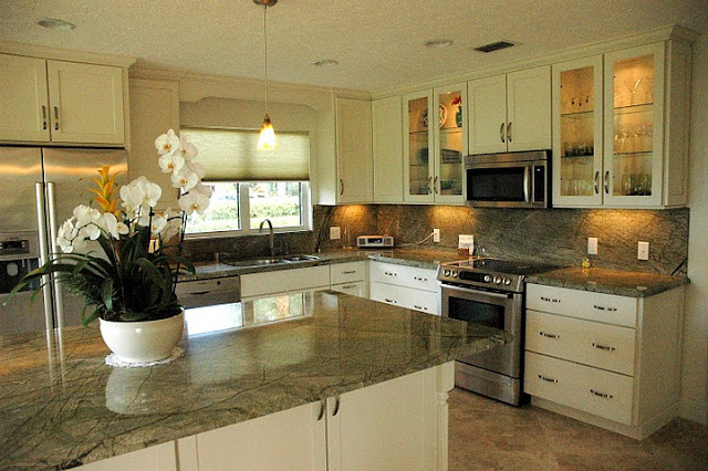 green kitchen with marble granite countertops ideas
