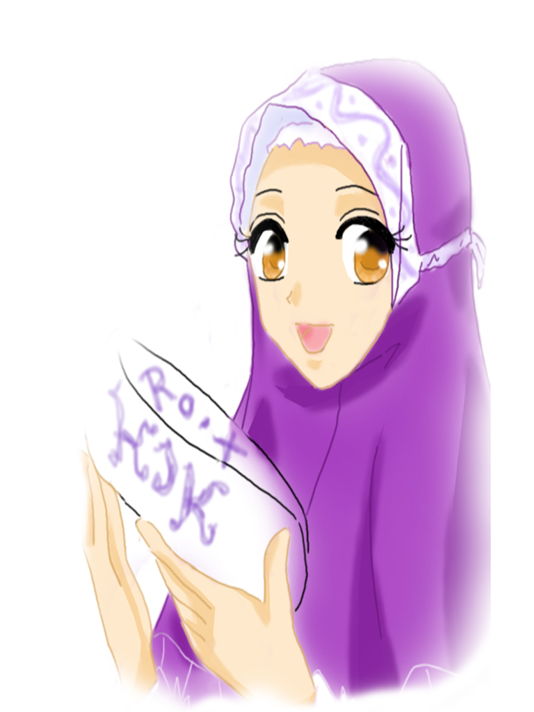 LIFE IS PUZZLE hijab  girl cartoon