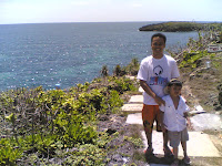With Dad on top of the island