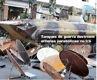 tanques de guerra destroem antenas parabolicas no ira