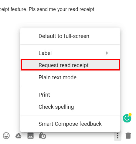Request read receipt Gmail