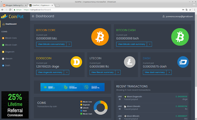 Mendapatkan BitCoin gratis dari Microwallet Coinpot co