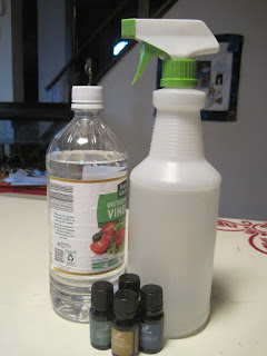 vinegar, essential oils, spray bottle