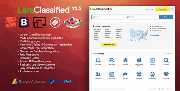 Free Download LaraClassified v2.5 Premium Geo Classified Ads CMS Codecanyon PHP Script