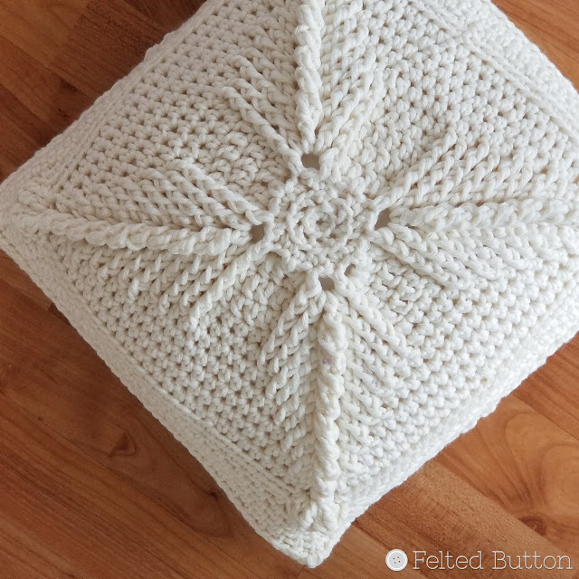 Asanas Pillow -- free crochet pillow cover by Susan Carlson of Felted Button