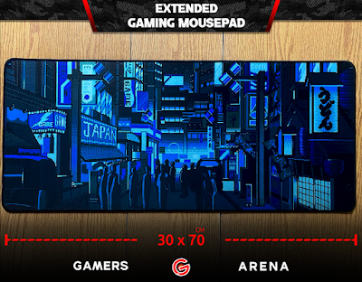 Extended Mousepad - Black / Blue - 30x70cm