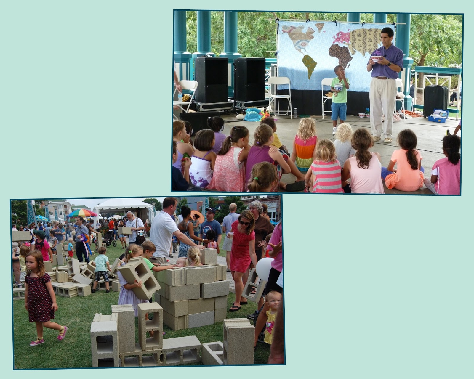 and children listening to storytelling or playing with blocks. It was ...