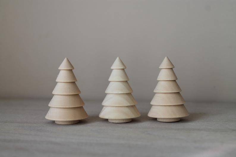 small wooden christmas trees