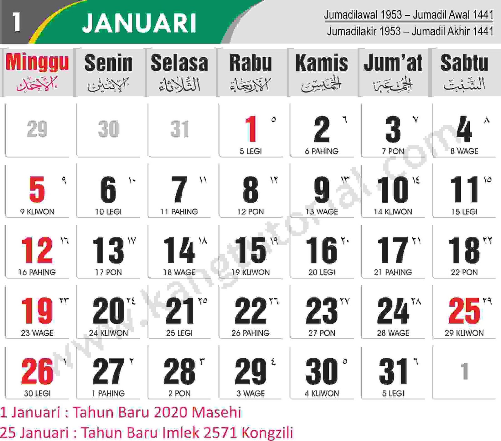 Terpopuler 38 Kalender  Jawa  Januari  2021