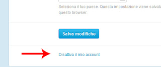 disattiva account