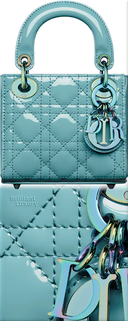 ♦Azure blue patent cannage calfskin micro Lady Dior bag #dior #bags #blue #brilliantluxury