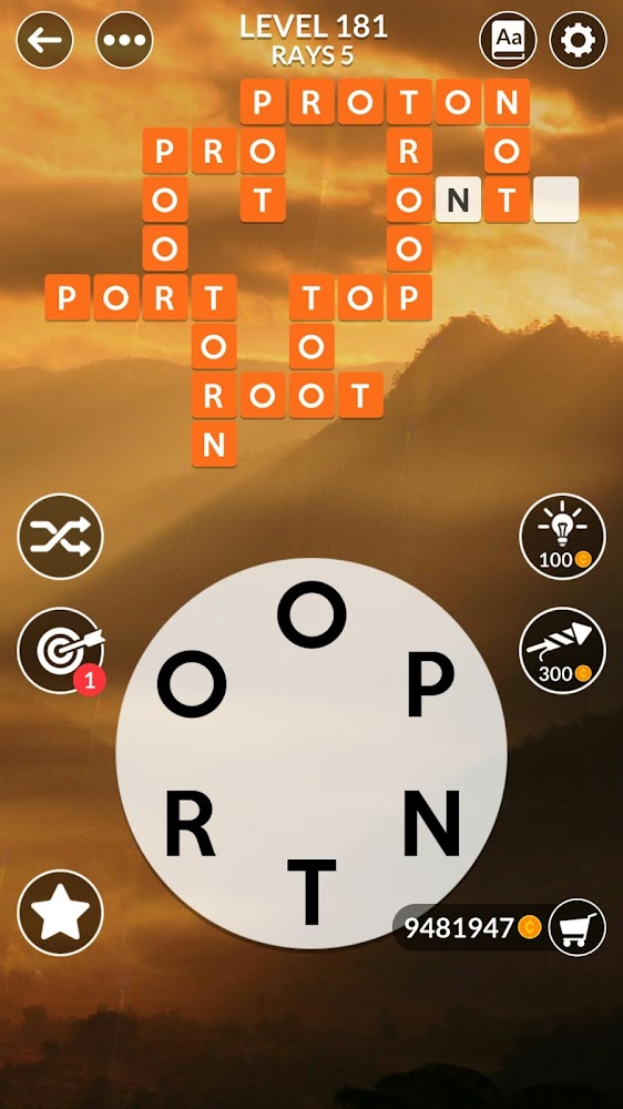 Wordscapes Level 181 answers, cheats, solution for android and ios devices.