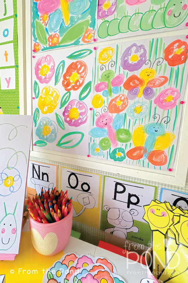 painting a spring picture in kindergarten