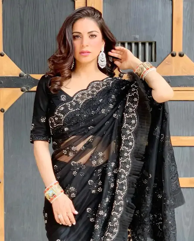 Shraddha Arya black saree hot tv actress