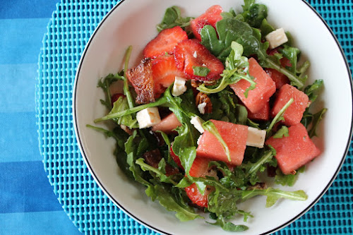 Watermelon, Strawberry and Bacon Salad