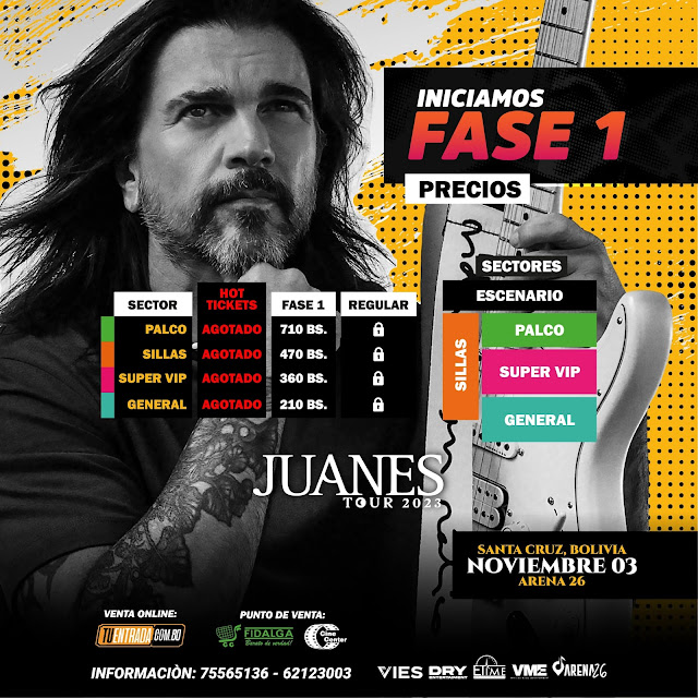 Venta de Entradas Juanes en Bolivia