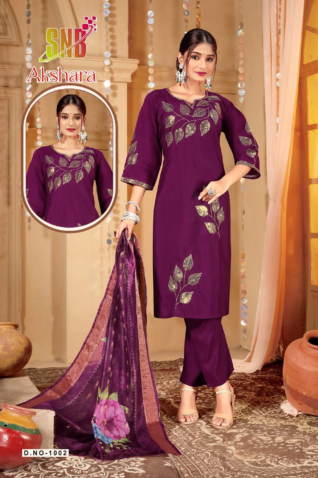 Akshara Vol 1 Snb Roman Silk Embroidery Work Readymade Pant Style Suits