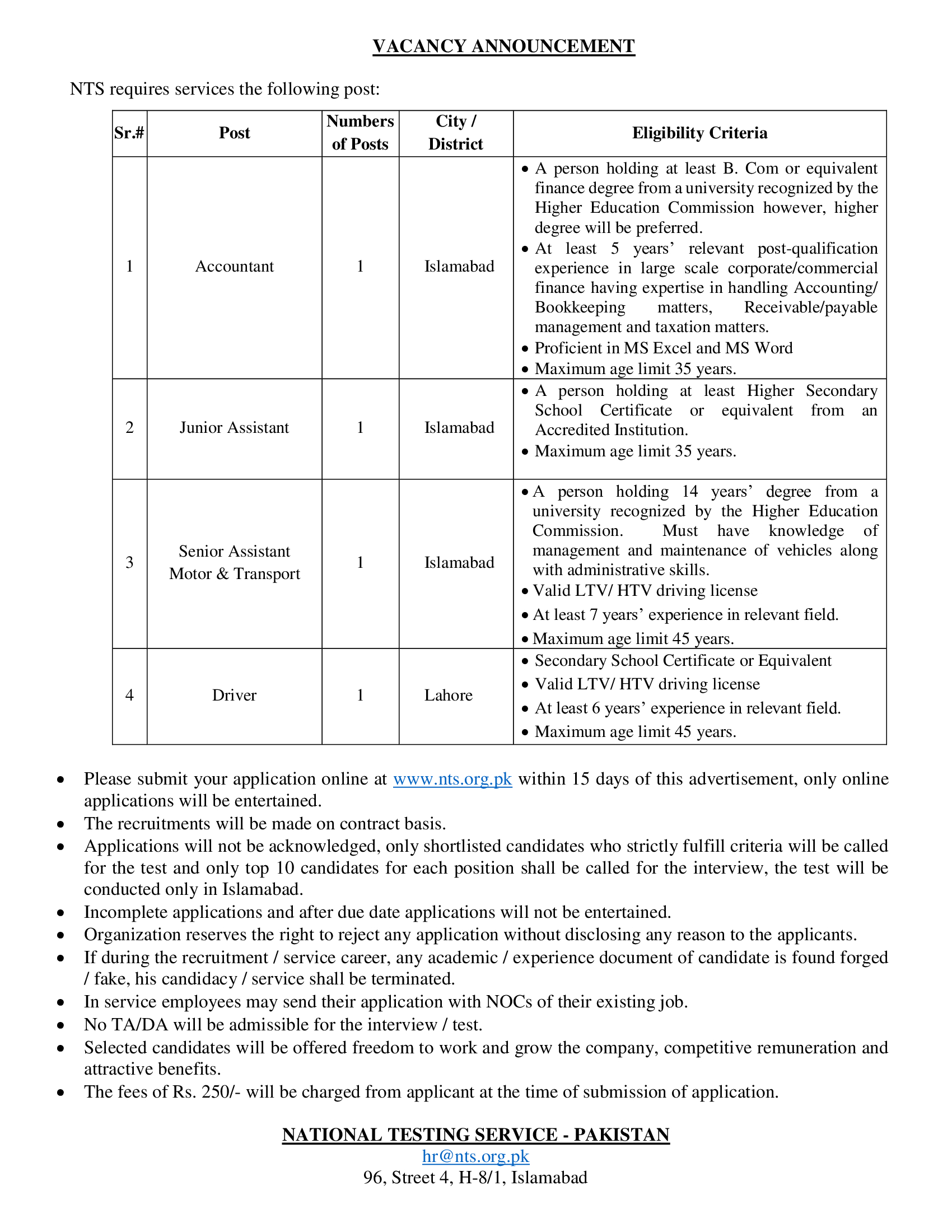 NTS Jobs 2023  National Testing Services of Pakistan Career Opportunities - PkFutureJobs