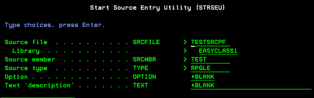 STRSEU, Start source entry utility in AS400