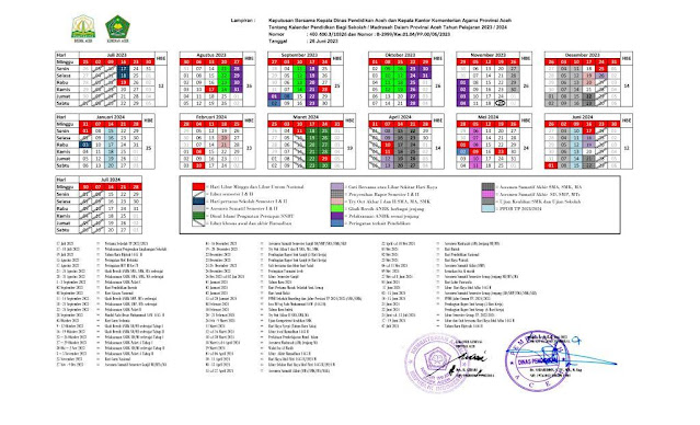 Kalender Pendidikan Provinsi Aceh Tahun Pelajaran 2023-2024 - Berikut ini link Download Kalender Pendidikan TP 2023-2024