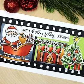 Sunny Studio Stamps: Santa Claus Lane Fall Flicks Filmstrips Dies Christmas Card by Candice Fisher