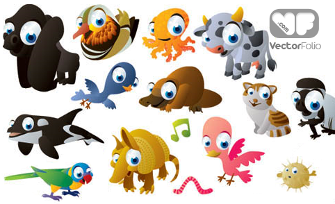 Tiernos animalitos cartoon - Vector