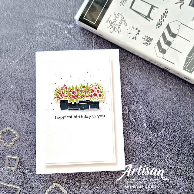 Stampin met Monique, Flowert Cart, Bloemenkraam, zelfgemaakte kaart, Hop Abroad, Stampin' Up!