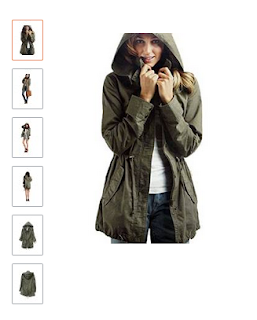 Military Jackets Vedem Women's Hooded Drawstring Military Jacket Parka Coat Army Green