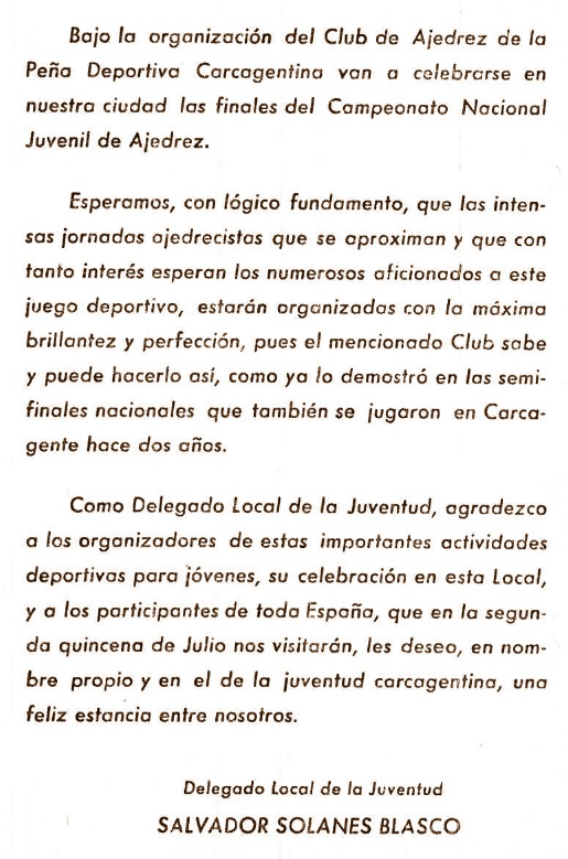 X Campeonato de España Juvenil de Ajedrez 1970, página 4 del folleto