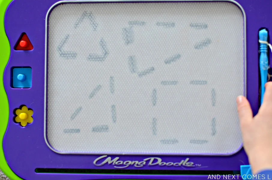 Magnadoodle shape tracing activity