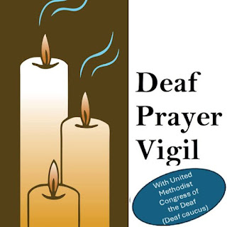 a drawing of three candles with the words Deaf Prayer Vigil