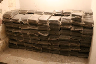 All the briquettes stacked up - 140 bags