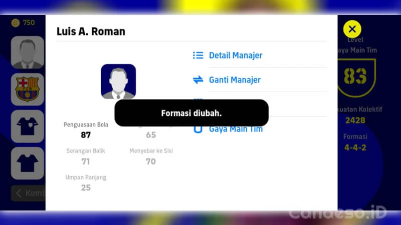 Cara Mengganti Formasi eFootball 2022 Mobile