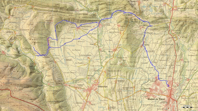 Mapa Etapa 3: Barriosuso - Zozanas. Ruta por el GR-1 en las Merindades en Mountain Bike