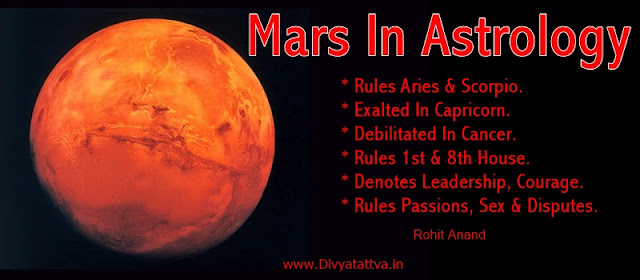 Astrology planet mars, mars in horoscope, aries scorpio ruler mars, mangal, kuja dosha