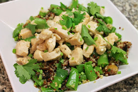 Coconut Garlic Chicken with Quinoa, Sugar Snap Peas and Mushrooms