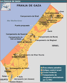 Mapa Franja de Gaza