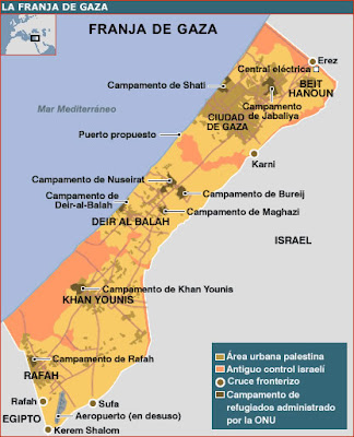 Mapa Franja de Gaza