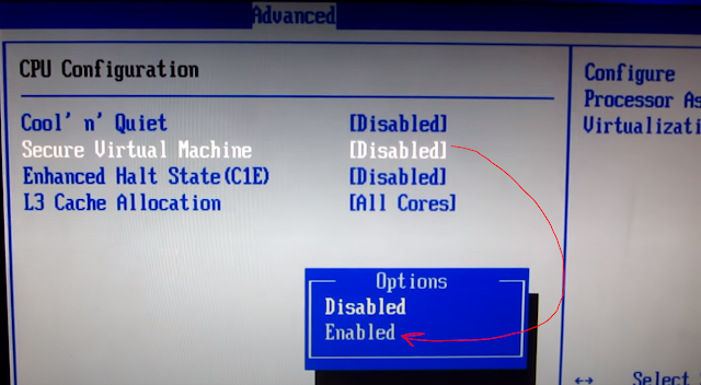 حل مشكلة The hardware virtualization is enabled in the