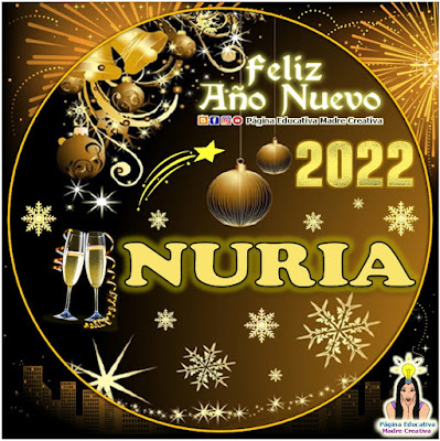 Nombre NURIA por Año Nuevo 2022 - Cartelito mujer