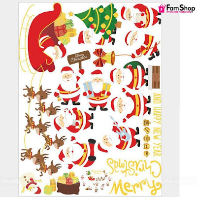 Decal dán kính ông già noel D41